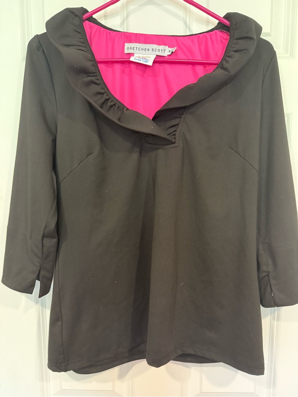 Gretchen Scott Designs Black Tunic with Hot Pink Lining